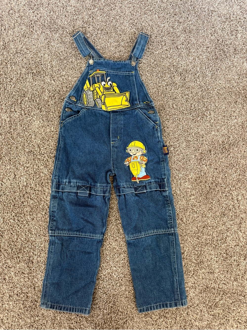 Vintage Y2K Bob the Builder Embroidered Denim Overalls Size 5